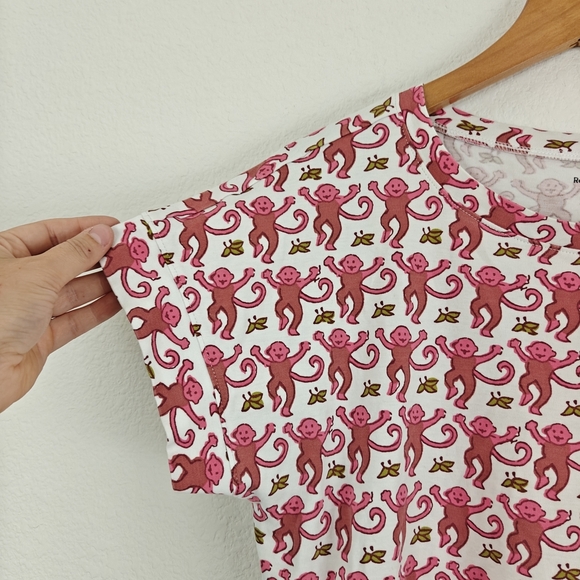 Roller Rabbit Pima Cotton Monkey Printed Short Sleeve Pajama T-shirt Size Small - Picture 4 of 14